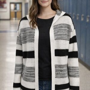 Pink Angel Striped Hooded Cardigan Sweater – Juniors XL 16